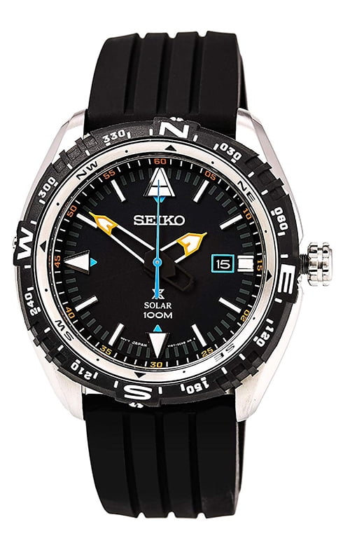 Seiko Men's Prospex 46mm Black Silicone Band Steel Case Hardlex Crystal  Solar Analog Watch SNE423 