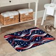 thumbnail image 2 of FJPT American Flag Wavy Design Non Slip Flannel Polyester Floor Mat For Bathroom Kitchen Bedroom Decor 16x24 inch, 2 of 5