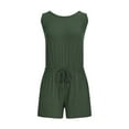 thumbnail image 7 of Caywon Ladies Summer Casual Fashion Sleeveless Tank Style Drawstring Strap Detail Double Pocket Jumpsuit One Piece Romper Lightweight Comfortable Fabric Relaxed Fit Army Green XL, 7 of 7