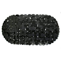 Dependable Industries Inc. Essentials Luxury Pebble Oval Bath Mat, 27" x 14" - Elegant Black, Anti-Slip PVC with Secure Suction Cups for Safety, Modern Bathroom Décor