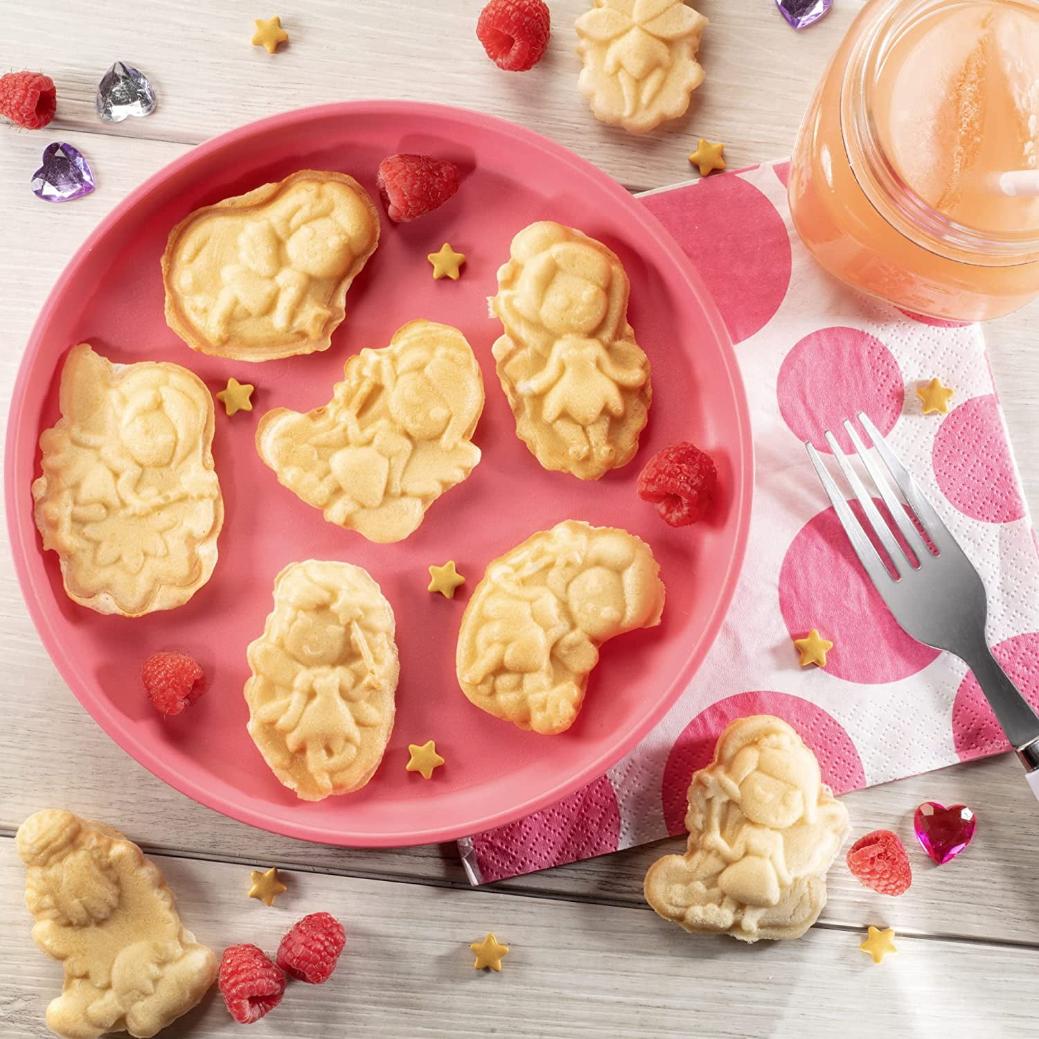 Waffle Wow! Fairy Mini Waffle Maker- Creates 7 Different Fairy Shaped Waffles in Minutes- A Fun & Cool Magical Breakfast for Kids & Adults - Electric Non-Stick Waffler Iron, Fairies Princess