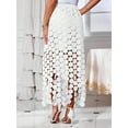 thumbnail image 3 of Lace Patchwork Women's Hollow Out Maxi Skirts High Waisted Boho Fringe Hem Long Skirt, 3 of 6