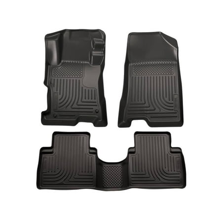 Husky Liners Weatherbeater Floor Mats | Fits 2011 - 2013 Kia Sorento | Front & 2nd Row, 3-pc Black - 98811