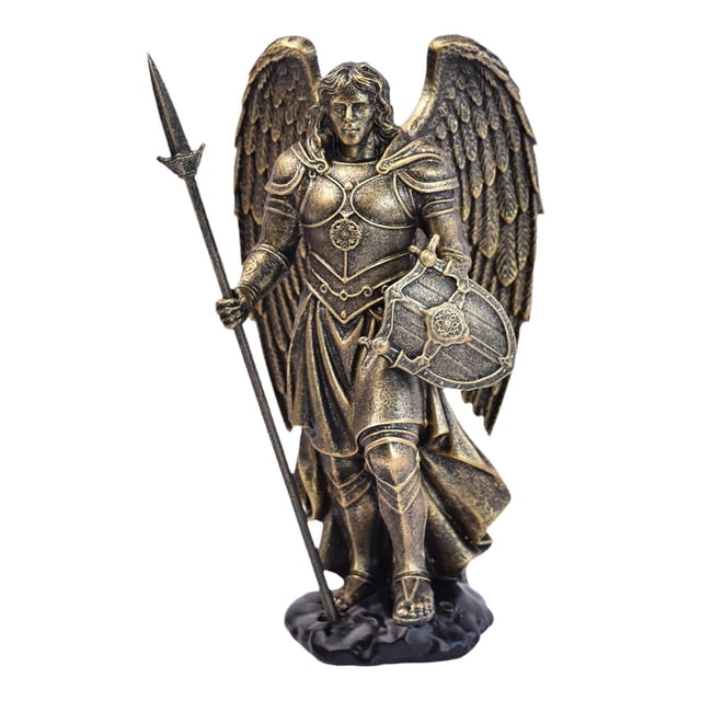 Figura Ángel Guerrero Decoración de Resina con Diseño Retro Estatua Colección Creativa Artística Escultura Ornamental de Escritorio Y Mesa Adorno Comp Oro A