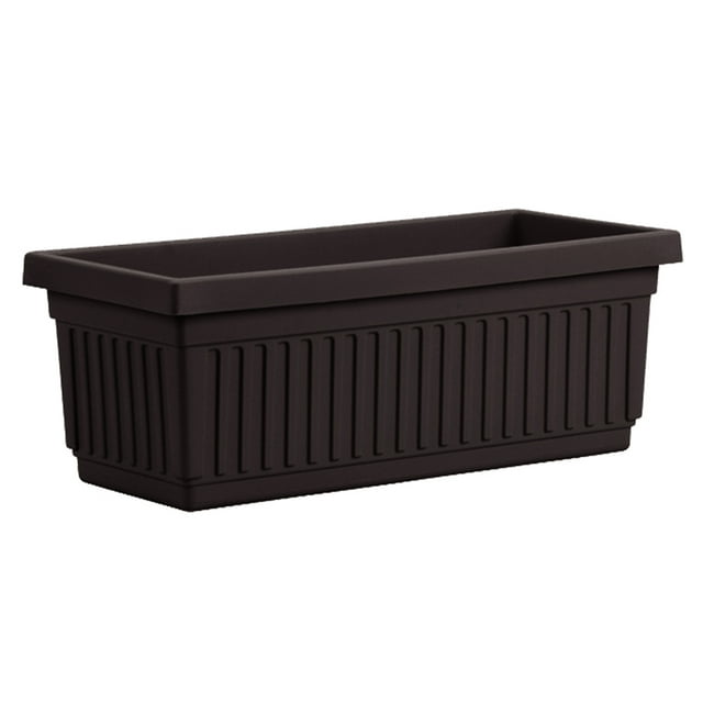 HC Companies 24 Inch Fluted Plastic Venetian Garden Window Planter, Black