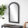 thumbnail image 2 of DecMode 28" x 51" Black Handmade Wavy Wall Mirror with Dimensional Carved Frame, 2 of 9