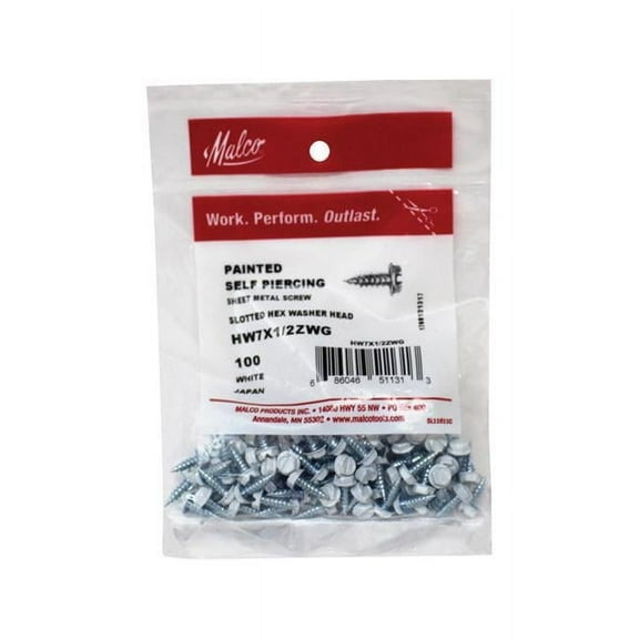 Malco  No.7 x 0.5 in. Slotted Hex Sheet Metal Screws