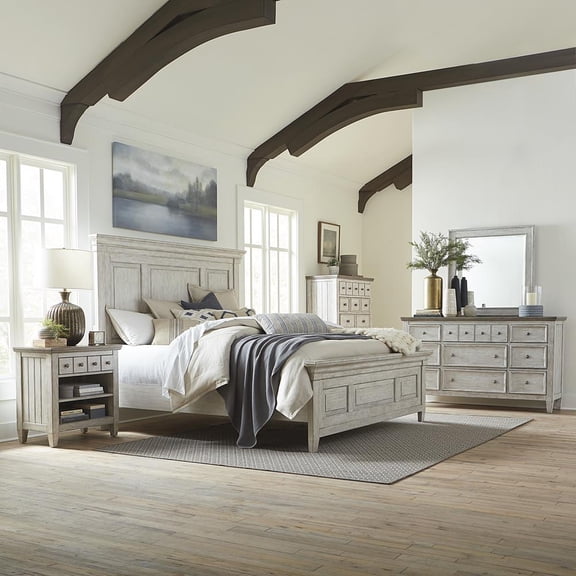 Liberty Heartland King Panel Bed, Dresser & Mirror, Chest, N/S