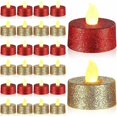 thumbnail image 1 of 24 paquetes de velas de té LED parpadeantes, velas sin llama, luces de té votivas a pilas con luz amarilla cálida para bodas, Navidad, cumpleaños, (rojo y, 1 of 5