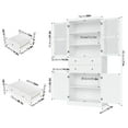 thumbnail image 2 of Homfa 71'' Kitchen Pantry with 5-Tier Shelves & 3 Drawers, Floor Cabinet Storage Cupboard With Display Glass Doors for Dining Room, White, 2 of 6