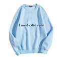 thumbnail image 4 of Womens Tops Plus Size Long Sleeve Round Neck Printing Loose Hoodless Sweatshirts Light Blue M, 4 of 4