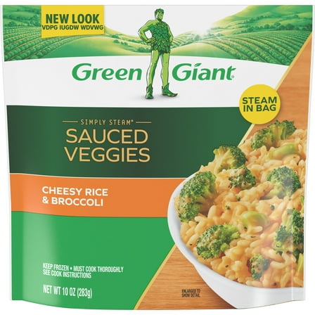 Green Giant Simply Steam Cheesy Rice & Broccoli, 10 oz Bag (Frozen Vegetables)