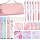 thumbnail image 1 of Crtiin - Juego de papelería de 74 piezas con diseño de flor de cerezo, estuche para lápices japonés, portaminas, borradores de cereza, recambios y pegatinas para regalos de oficina (rosa), 1 of 6