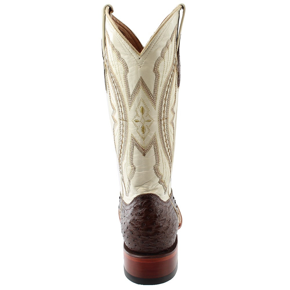 Texas Legacy Mens Red Ostrich Quill Design Leather Cowboy Boots Square Toe 9 2E US 