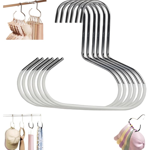 Durable Steel Hangers: Maximize Closet Space with Versatile Storage, 6PCS Stainless Steel Hat Racks Storage Organizer,Ring Opening Hook Hat Rack Suitable for Baseball Caps, Hat Organizer (B)