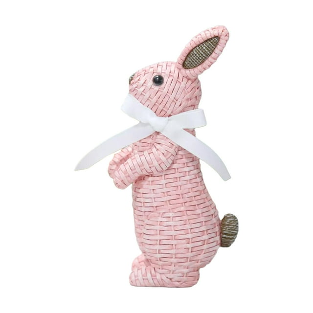 Almencla Bunny Figurine Mini Rabbit Statues Rabbit Sculpture Bunny Model Display Ornament Pink Standing