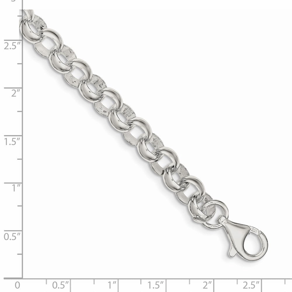 Diamond2Deal 925 Sterling Silver 8.00mm Belcher Light Rolo Chain Bracelet for Men 7.5"