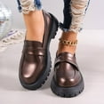 thumbnail image 2 of Xiaoxatg Women's Casual Shoes Fashion Solid Color Thick Soled Leather Comfortable On Footwear for Everyday Use 8 Bronze, 2 of 7