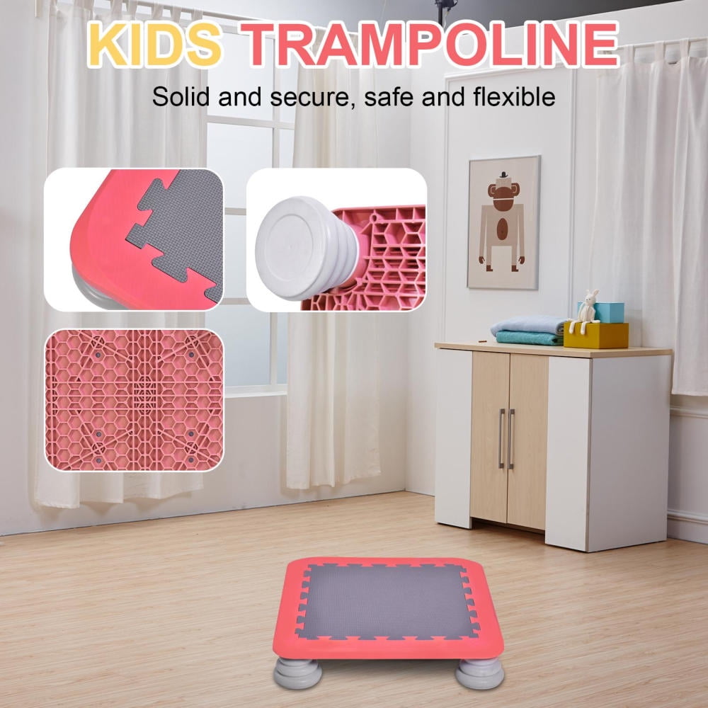 Kids Square Trampoline 25in, Autism Sensory Training Rebounder, Stable Bouncing Bed for Boys Girls 3+ Years(Red)