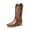 BROWN, variant on Women's Cowboy Boots Mid Calf Cowgirl Boots Embroidery Stitched Square Toe Western Boots Wide Width