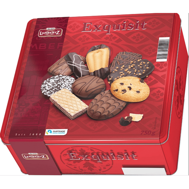 Lambertz Exquisit Red Biscuit assortment (750g) Tin Box