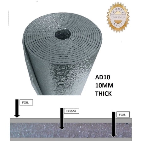 US Energy -5 Reflective Insulation roll Foam Core Radiant Barrier 5MM 16"x10' R8