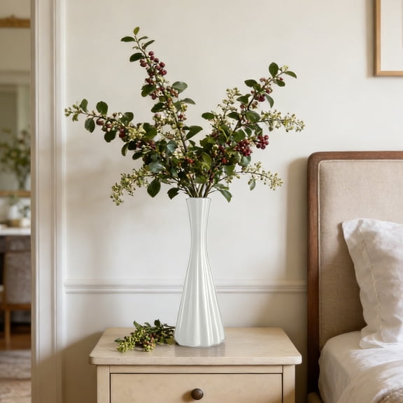 Plastic Vase for Dried Flowers, Tall Narrow Decorative Vase for Pampas Grass, Modern Tabletop Centerpiece for Coffee Table, Desk, Shelf or Dining Room Decor