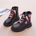 thumbnail image 3 of WAVSUF Girls Mid Calf Boots Soft Sole Wide Width Side Zipper Fall Warm Chunky Boots Black 13.5 Little Kid, 3 of 9