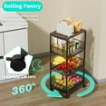 thumbnail image 4 of 4-Tier Rolling Kitchen Storage Cart with Wood Top and Mesh Baskets for Fruits Vegetables Snacks, 4 of 8