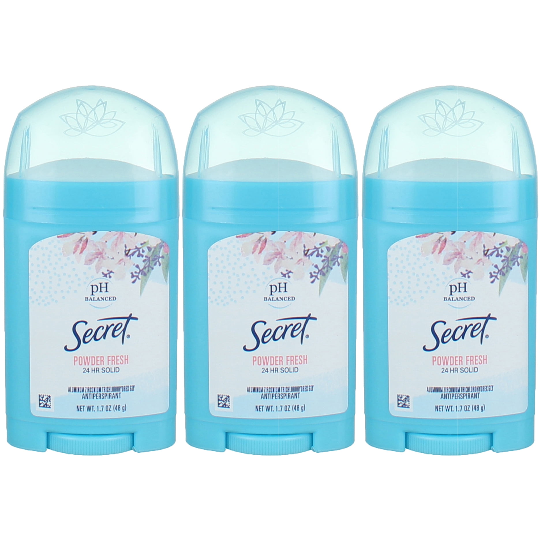 Pack of 3 Secret Women's Solid AntiPerspirant Deodorant Solid Powder