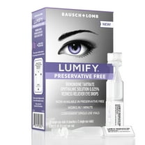 LUMIFY Preservative Free Redness Reliever Eye Drops, For Whiter and Brighter Looking Eyes, 20 Single Use Vials