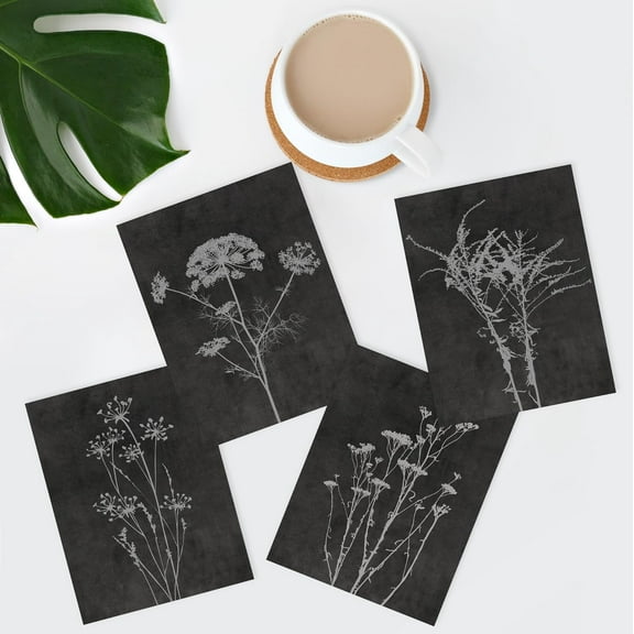 PixonSign Frameless Wall Art, Wildflower Floral Botanical Canvas Posters, Set of 4 Plant Prints Retro Wall Decor , Minimalist Wall Décor, Modern Artwork for Living Room, Bedroom - 12"x16"