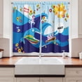 thumbnail image 2 of Ambesonne Cartoon Kitchen Curtains, Whale Fish Rabbit Sun, 55"x36", Multicolor, 2 of 3