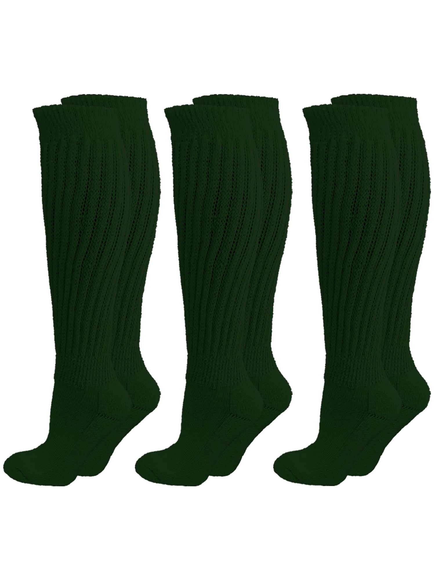 Kelly Green All Cotton 3 Pack Extra Heavy Slouch Socks Made In USA