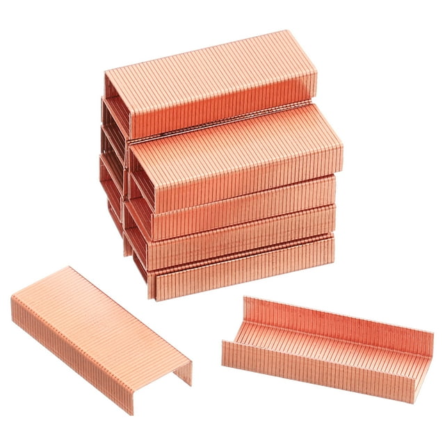 Uxcell Grapas 24/6 Acero Sin Atasco Punta Cincel Recarga Oro Rosa 1.3'' x 0.5'' x 0.2" 2000 Pcs