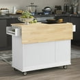 thumbnail image 5 of Harper & Bright Designs Kitchen Cart with Wood Top and Drop Leaf Breakfast Bar, Rolling Mobile Kitchen Island with Storage and Towel Rack, 5 of 8