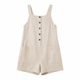 thumbnail image 4 of Guluxicc Women's Linen Romper Square Neck Loose Sleeveless Summer Jumpsuits One Piece Vacation Beach Outfits with Pockets, 4 of 6