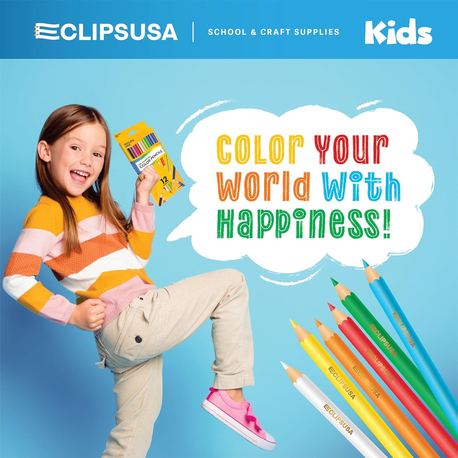 E-Clips USA Pre-Sharpened Colored Pencils, Bulk Color Pencil Set, 12-pc 24-pack