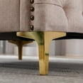 thumbnail image 6 of Accent Chair, Modern Velvet Armchair Upholstered Club Chair with Rivets Trim and Metal Legs, Button Tufted Couch with Thicken Armrest and Seat Cushion for Living Room, Bedroom, Pub, Tan, 6 of 7