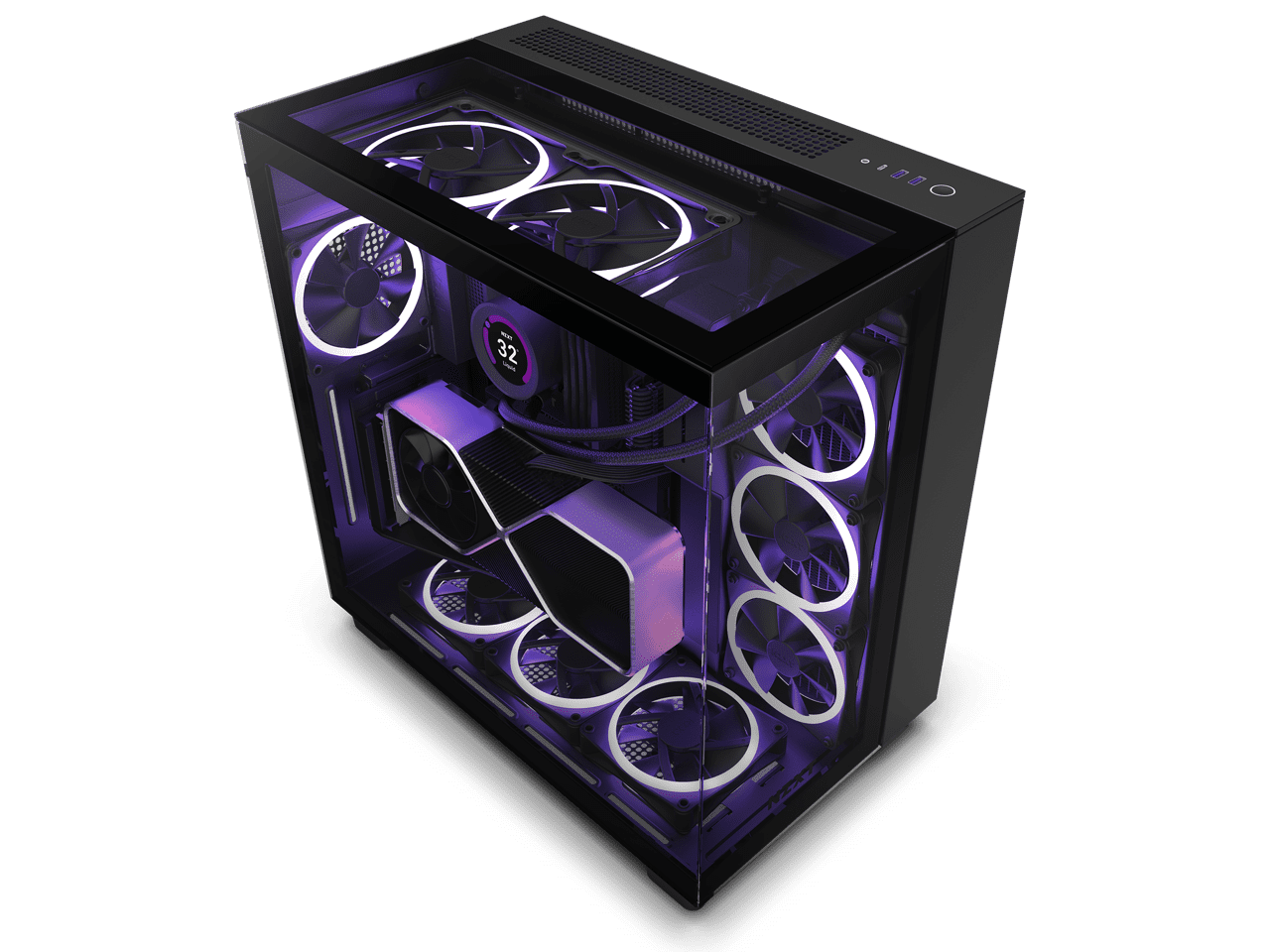 NZXT H9 Elite Mid-Tower ATX PC Case - All Black, Premium Dual