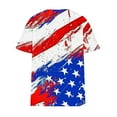 thumbnail image 3 of Fartey 4th of July Patriotic Shirts for Women Plus Size Summer Short Sleeve Tops Dressy Casual Button V Neck Festival T-Shirts Trendy Stars Stripe Graphic Tees Multicolor L, 3 of 4