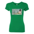 thumbnail image 2 of Let it Snow Green Scarf Snowman Christmas Womens Slim Fit Junior Tee, Kelly, Large, 2 of 3