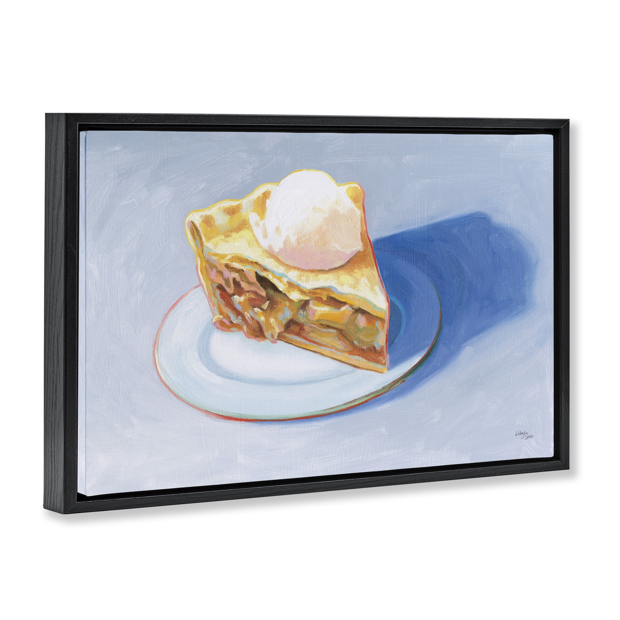 Stupell Industries Apple Pie Still Life Food & Beverage Painting Black Floater Framed Canvas Art Print Wall Art, 25 x 17