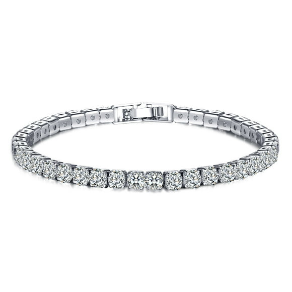 Cubic Zirconia 1 Row Tennis Chain Bracelet Men And Women Jewelry Brass / Copper Material Clasp Bracelet Link Jewelry Silver