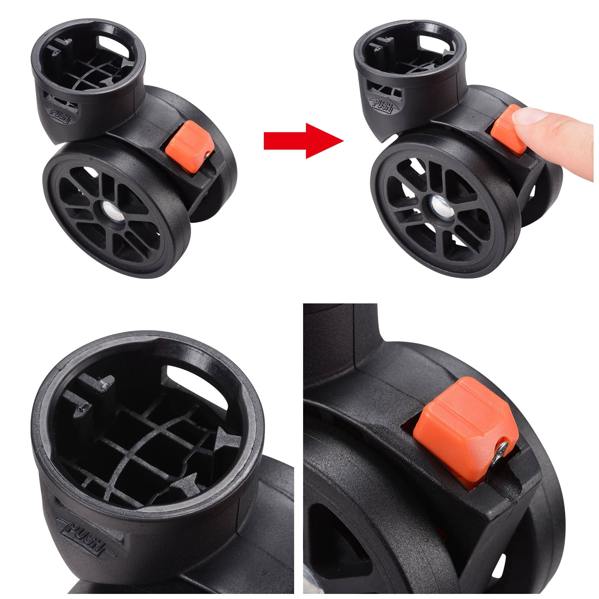 Byootique 4Pcs 2" Swivel Replacement Wheel Caster with Locking Brake for BYOOTIQUE Makeup Case
