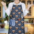 thumbnail image 6 of Navy Highland Cow Flower Pattern Apron-Garden Aprons for Women with Pockets-Cotton Linen Waterproof Kitchen Cooking Gardening Aprons Adjustable for Kitchen,Cooking,BBQ and Salon 33x27 Inch, 6 of 7