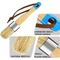 3Pcs Natural Bristle Brush Wood Handle Round&Flat&Pointed Chalk Paint