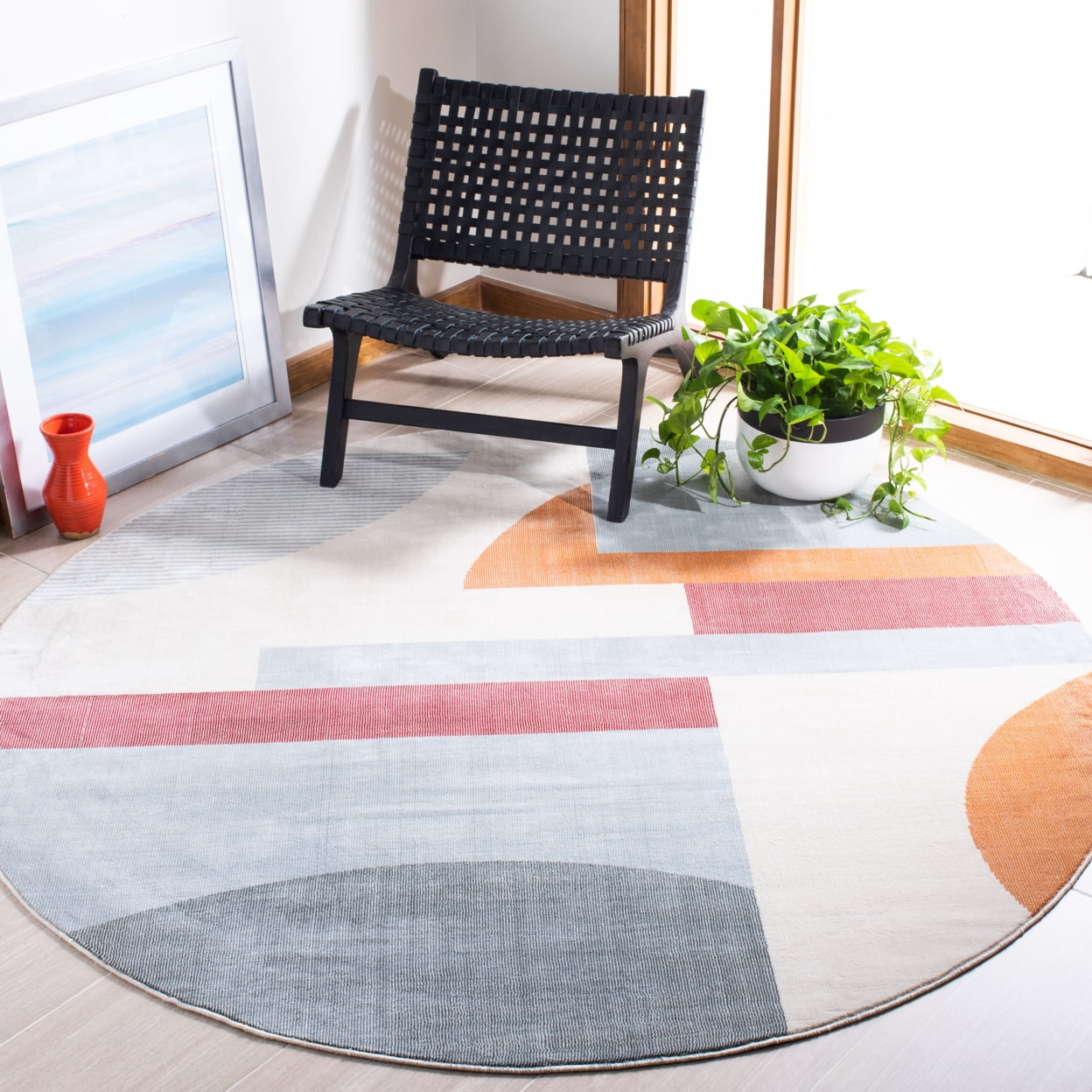 SAFAVIEH Orwell Hayden Abstract Runner Rug, Ivory/Blue, 2'2" x 5'