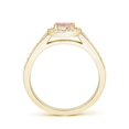 thumbnail image 2 of ANGARA Natural Classic Oval Morganite Halo Ring with Diamond Accents in 14K Yellow Gold for Women | Birthday, Anniversary, Jewelry Gift for Women | Natural Morganite Ring, 2 of 11