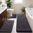 thumbnail image 4 of EGNMCR Bathroom Rugs 47in 3-Piece Memorys Foam Bathroom Rug Set Soft Non Slide Bath Mat Absorbent Bath Rug Perfects For Bathroom Laundry Room Mat Bathroom Mat Bathroom Accessories Polyester Carpet Set, 4 of 9